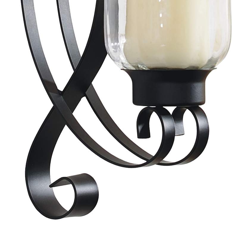 Image 4 Northwood Swirl Black Wall Sconce Pillar Candle Holder more views