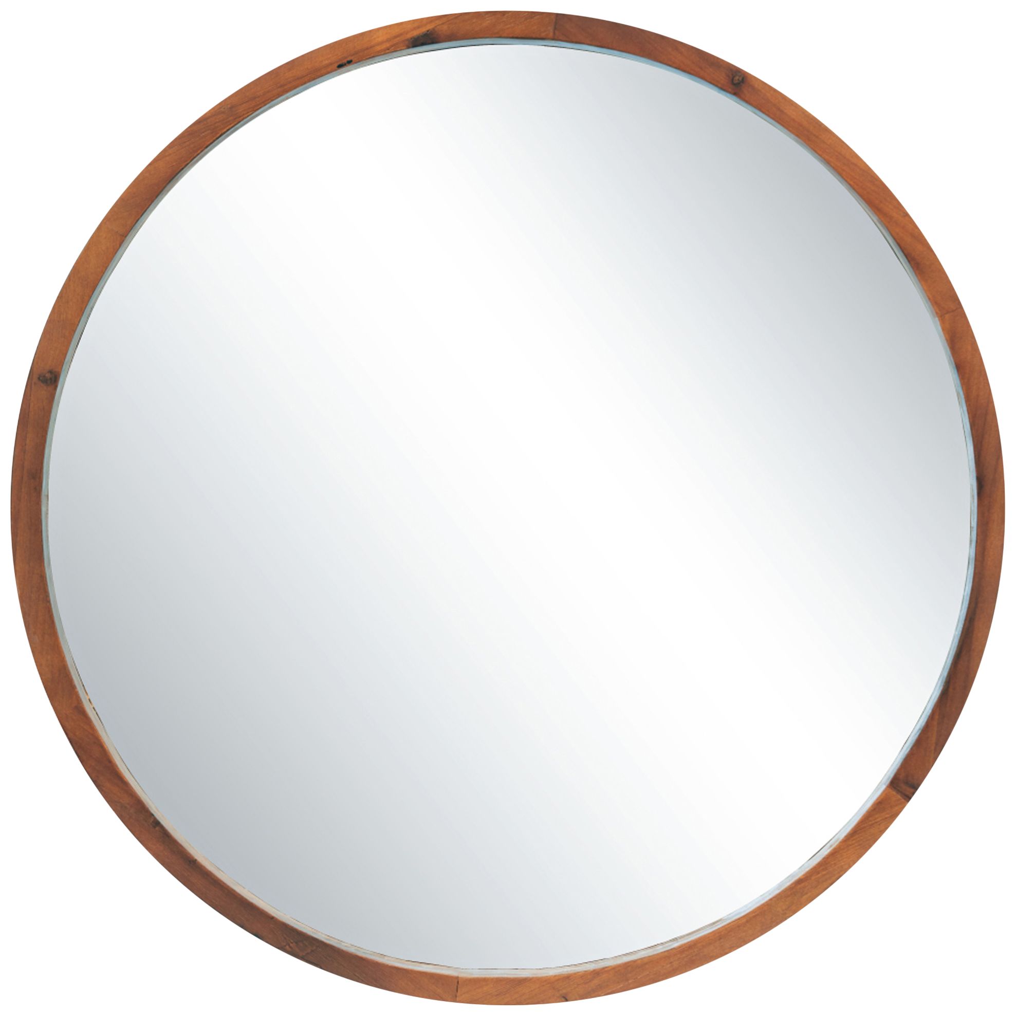 Northwood Walnut Brown Wood 30" Round Wall Mirror