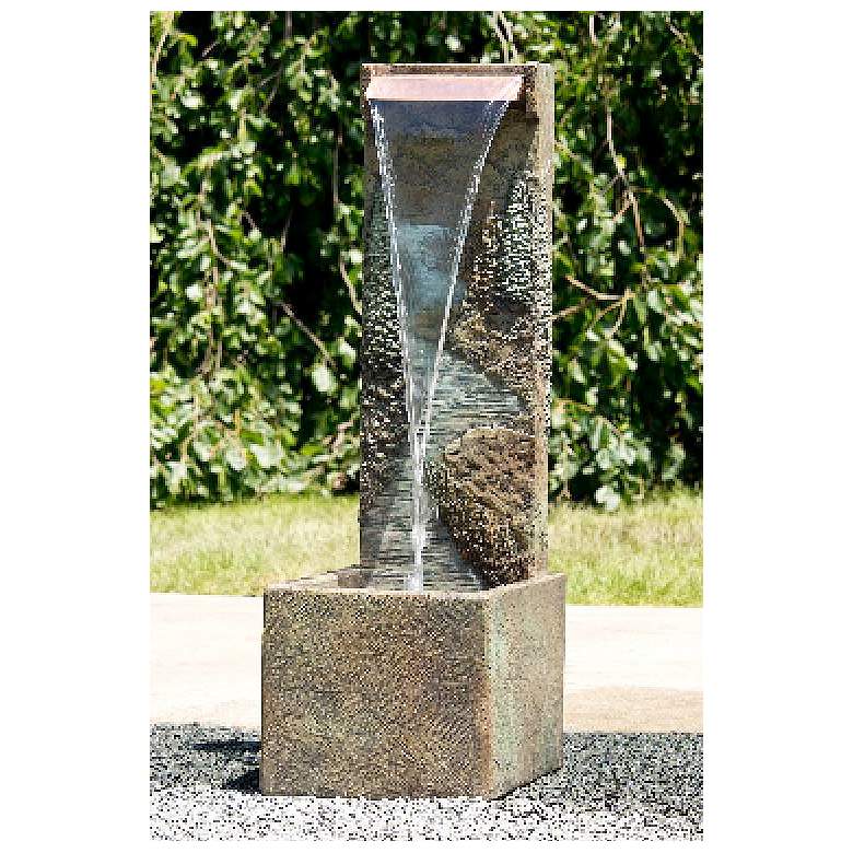 Image 1 Northwoods 46" High Relic Hi-Tone LED Outdoor Wall Fountain