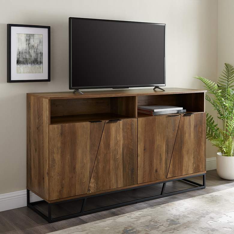 Image 1 Norton 58" Wide Reclaimed Barnwood 4-Angled Door Sideboard
