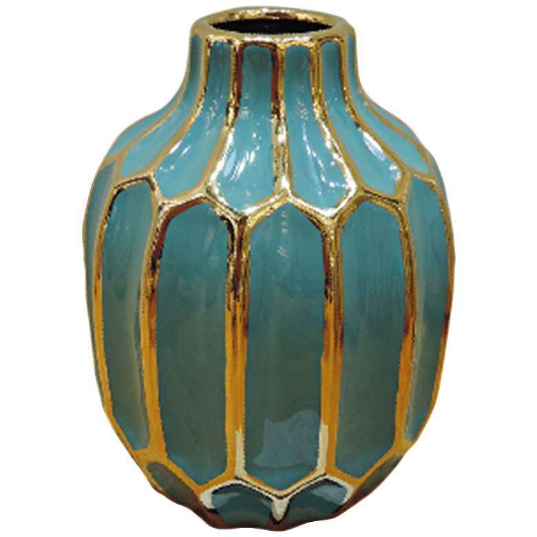 Image 1 Norton Turquoise 8 inch High Small Ceramic Vase