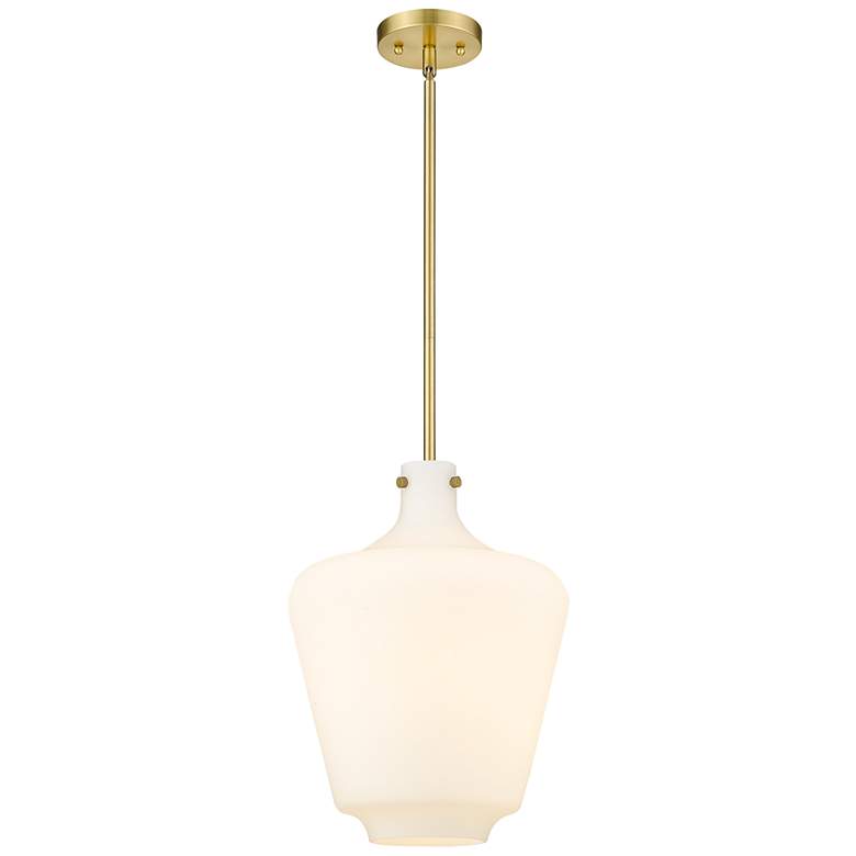 Image 1 Norwalk 12" Satin Gold Stem Hung Mini Pendant w/ Matte White Shade
