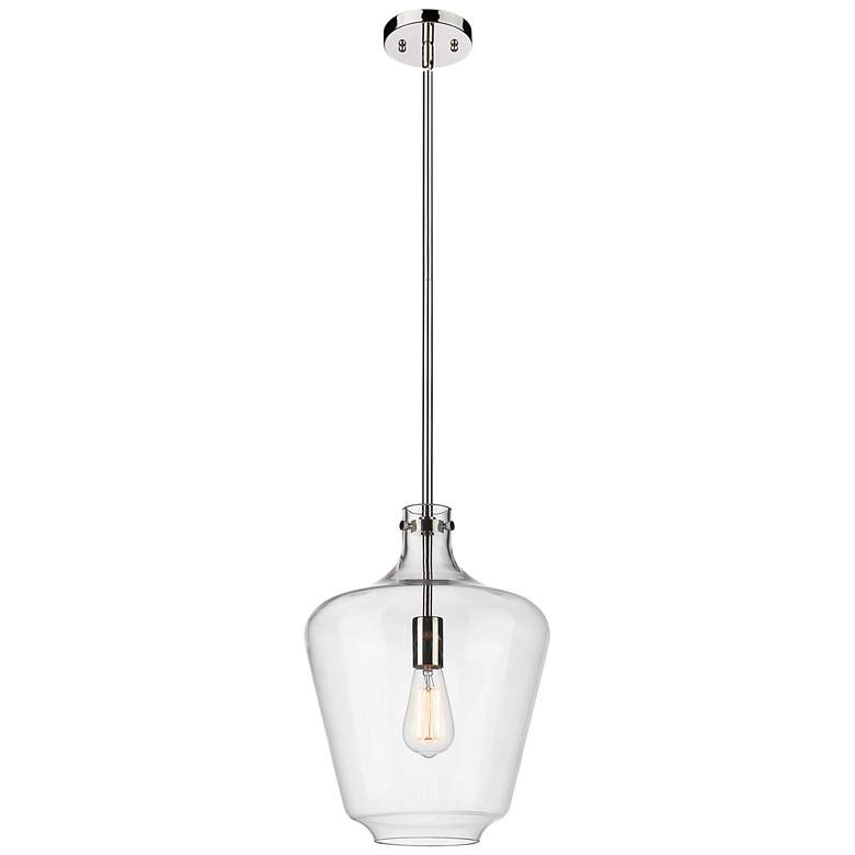 Image 1 Norwalk 12" Stem Hung Mini Pendant - Polished Nickel - Clear Shade