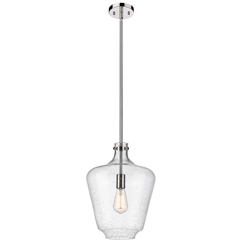 Image 1 Norwalk 12" Stem Hung Mini Pendant - Polished Nickel - Seedy Shade