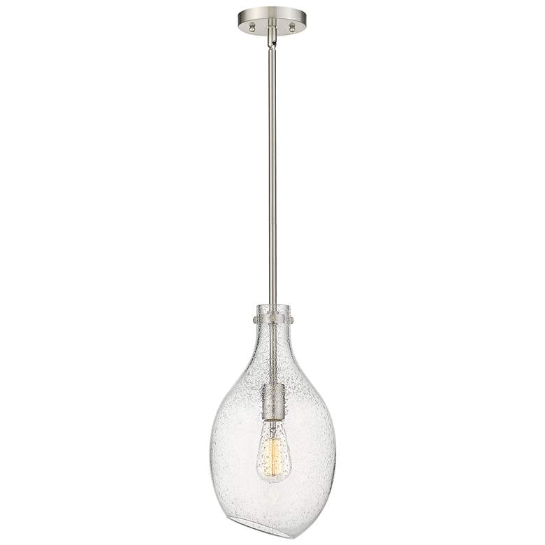 Image 1 Norwalk 9" Stem Hung LED Mini Pendant - Brushed Satin Nickel - Seedy S