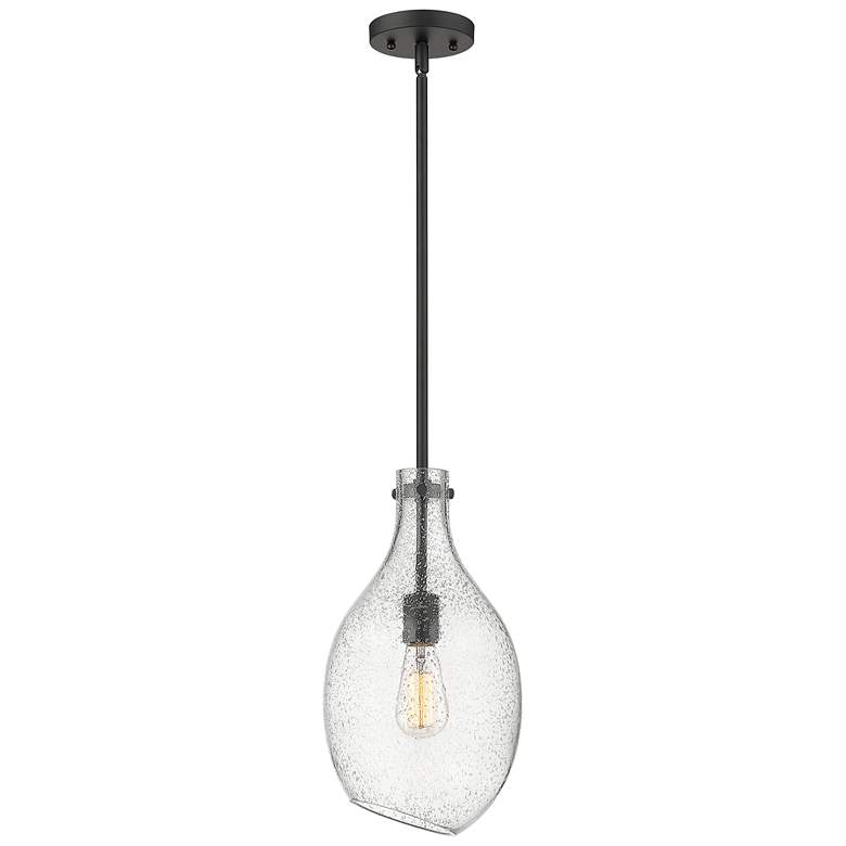 Image 1 Norwalk 9" Stem Hung LED Mini Pendant - Matte Black - Seedy Shade