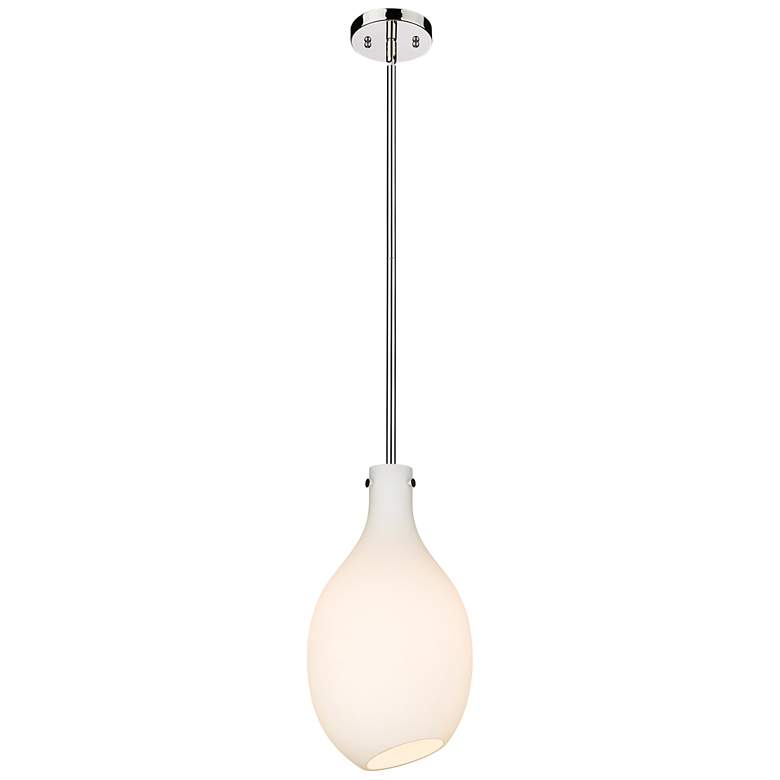 Image 1 Norwalk 9" Stem Hung LED Mini Pendant - Polished Nickel - Matte White
