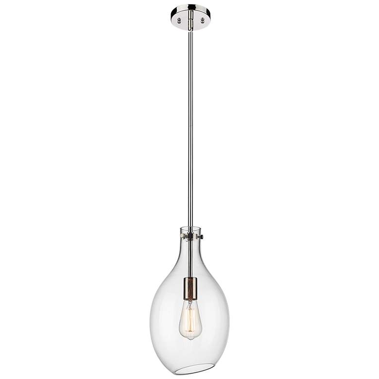 Image 1 Norwalk 9" Stem Hung Mini Pendant - Polished Nickel - Clear Shade