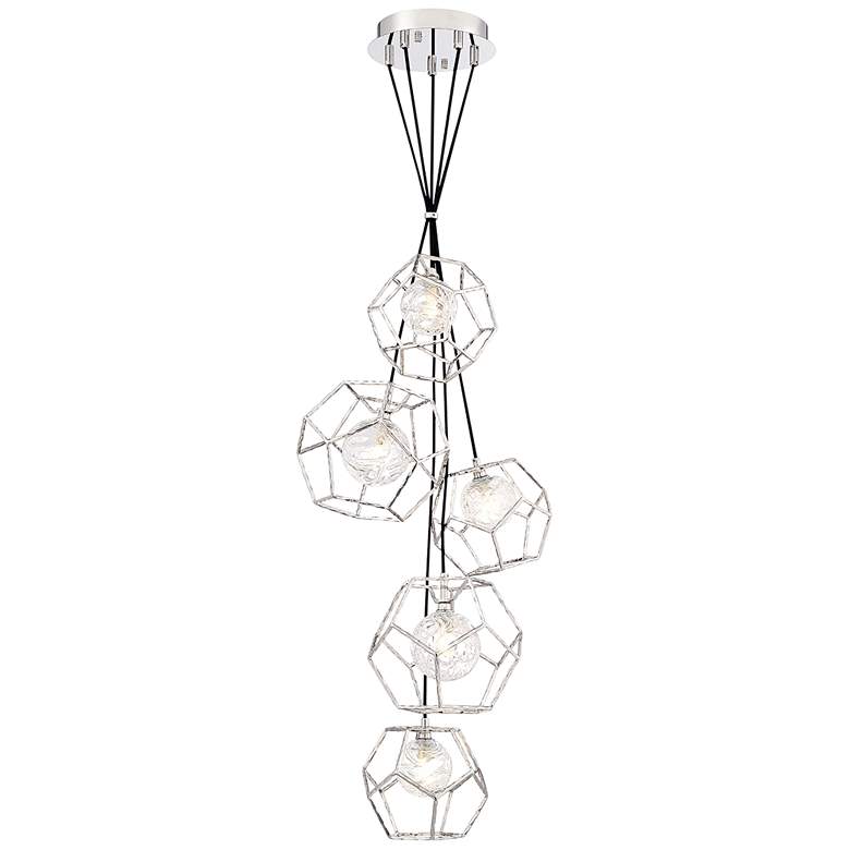 Image 2 Norway 18 1/2 inch Wide Chrome LED Cluster Multi Light Pendant