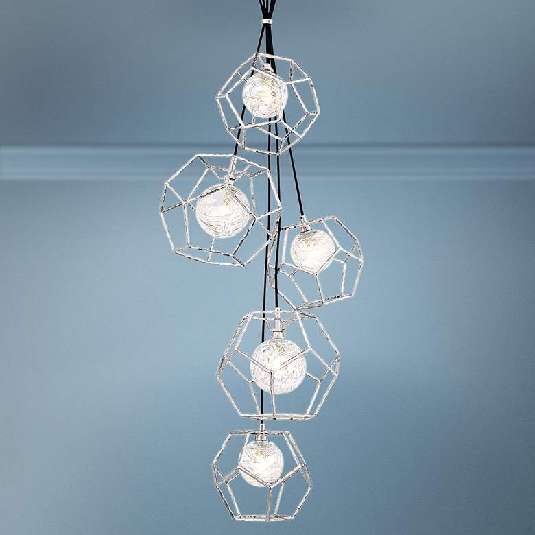 Image 1 Norway 18 1/2 inch Wide Chrome LED Cluster Multi Light Pendant