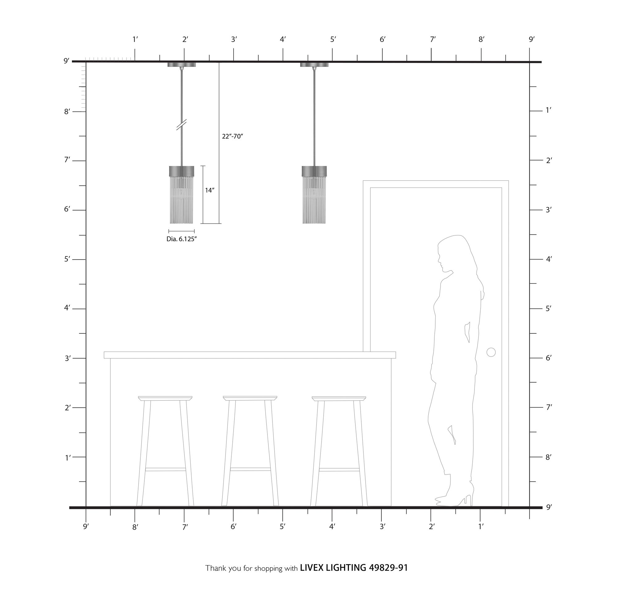 Norwich 1 Light Brushed Nickel Chandelier