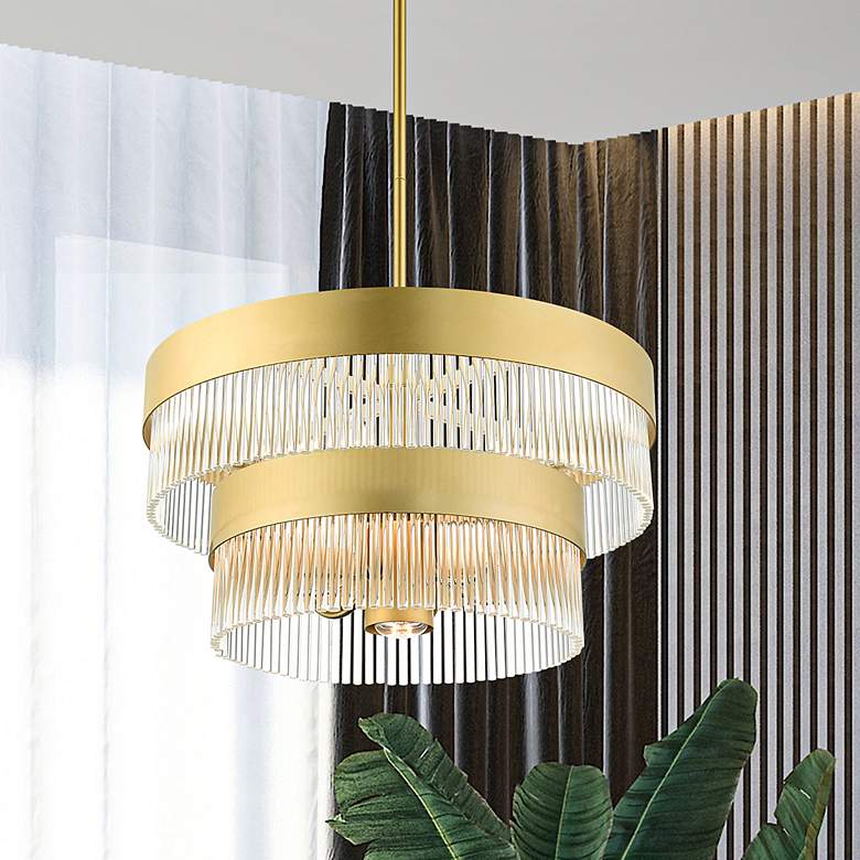 Image 1 Norwich 24" Wide Soft Gold 2-Tier 7-Light Chandelier