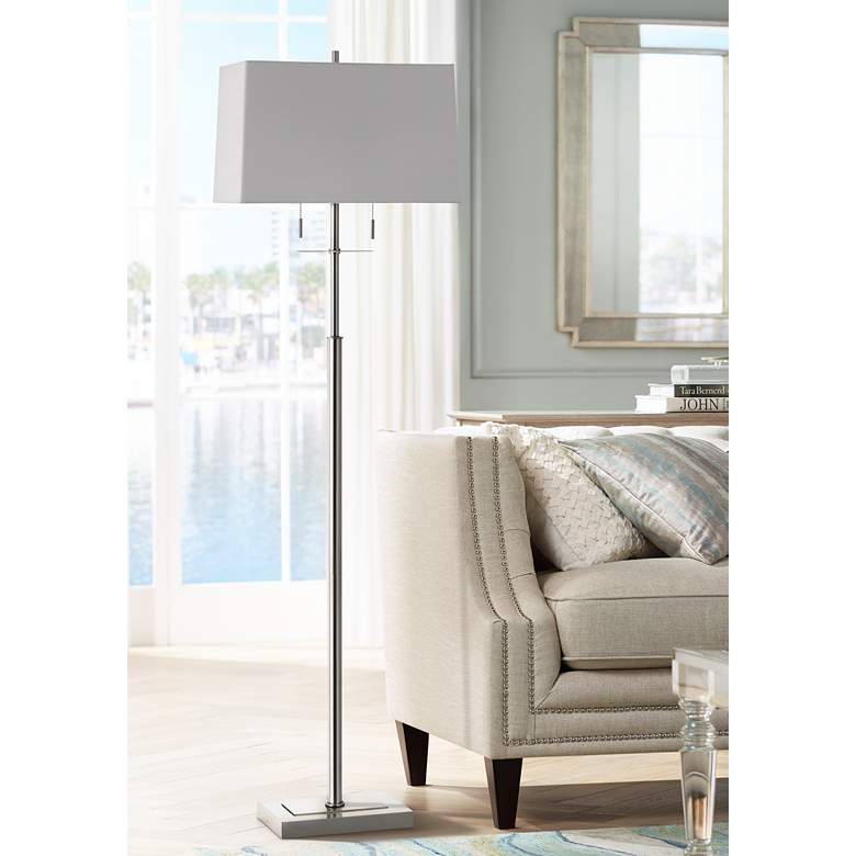 Image 1 Norwich Brushed Steel Metal Pole Floor Lamp