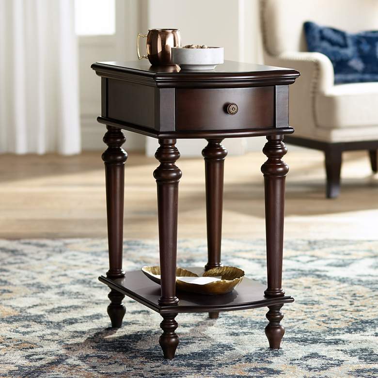 Image 1 Norwood 16" Wide Mahogany Wood Traditional Side Table