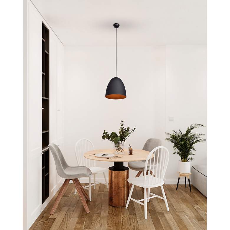 Image 2 Nostalgia - E26 LED Pendant - Matte Black Outer, Matte Gold Inner Finish more views