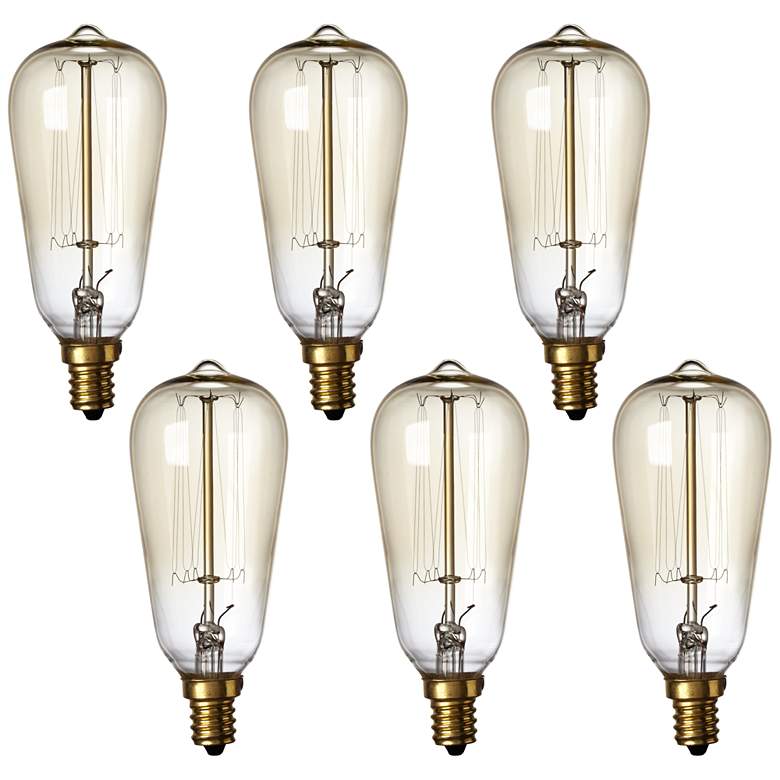 Image 1 Nostalgic 40 Watt Candelabra Edison Style Light Bulb 6-Pack