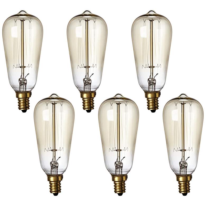 Image 1 Nostalgic 60 Watt Candelabra Edison Style Light Bulb 6-Pack