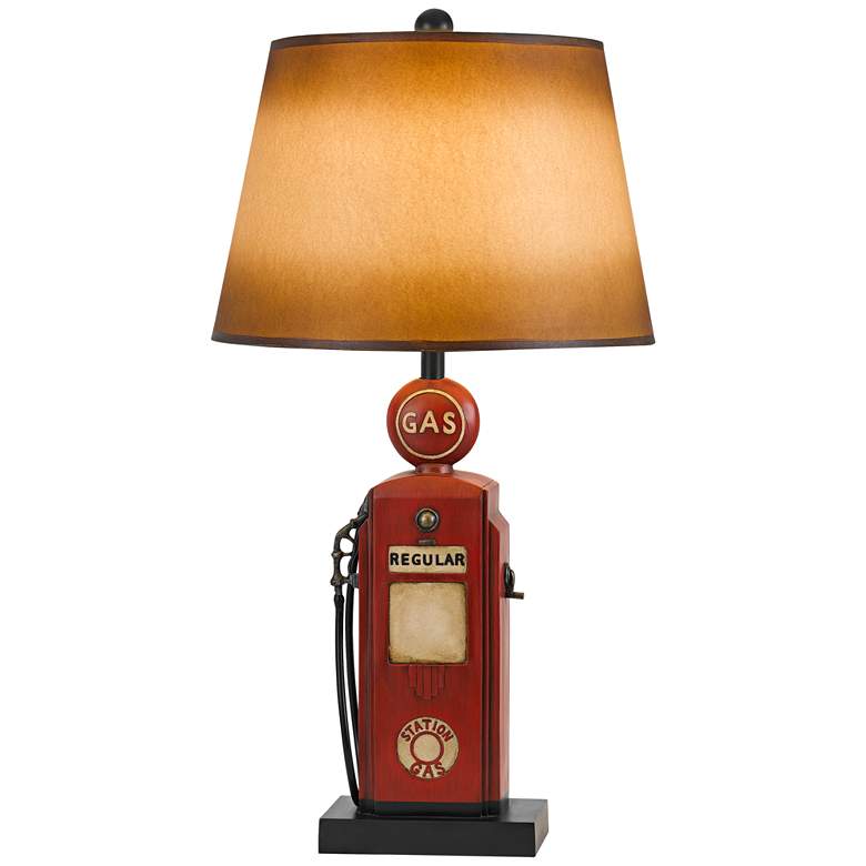 Image 1 Nostalgic Gas Pump Rusty Brick Table Lamp with Paper Shade