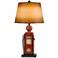 Nostalgic Gas Pump Rusty Brick Table Lamp with Paper Shade