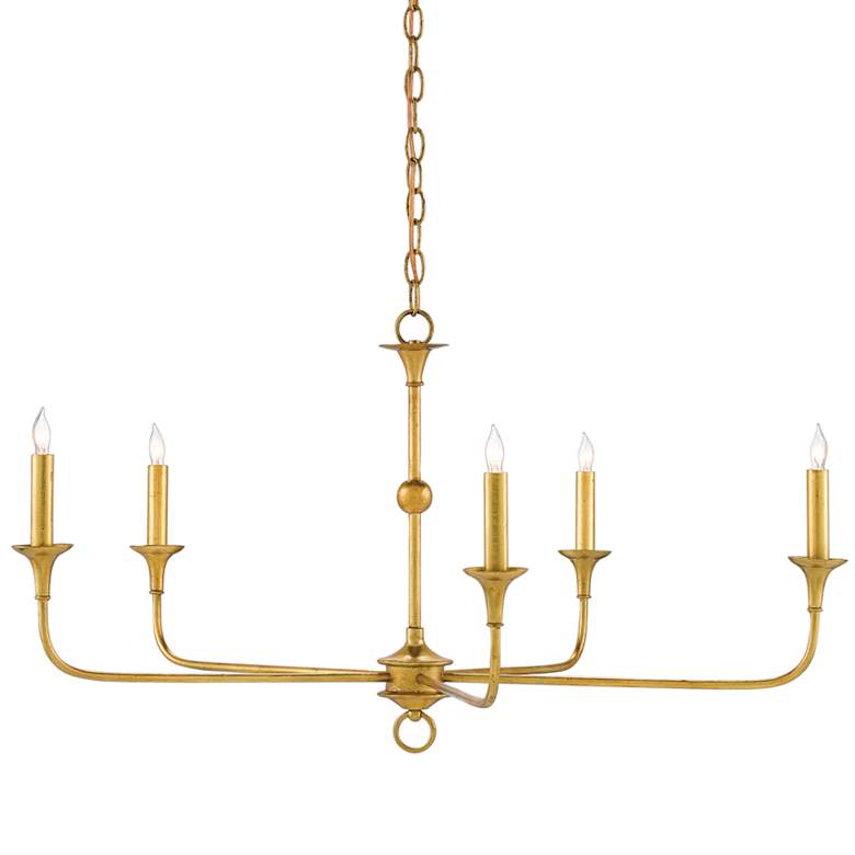 Image 2 Nottaway 36 inch Wide 5-Light Contemporary Gold Leaf Chandelier