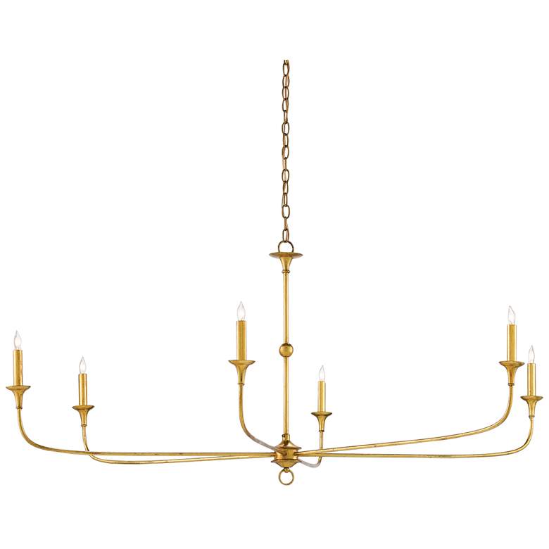 Image 2 Nottaway 61" Wide 6-Light Contemporary Gold Leaf Chandelier