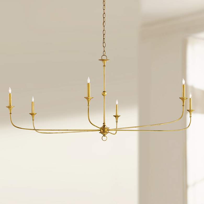 Image 1 Nottaway 61 inch Wide 6-Light Contemporary Gold Leaf Chandelier