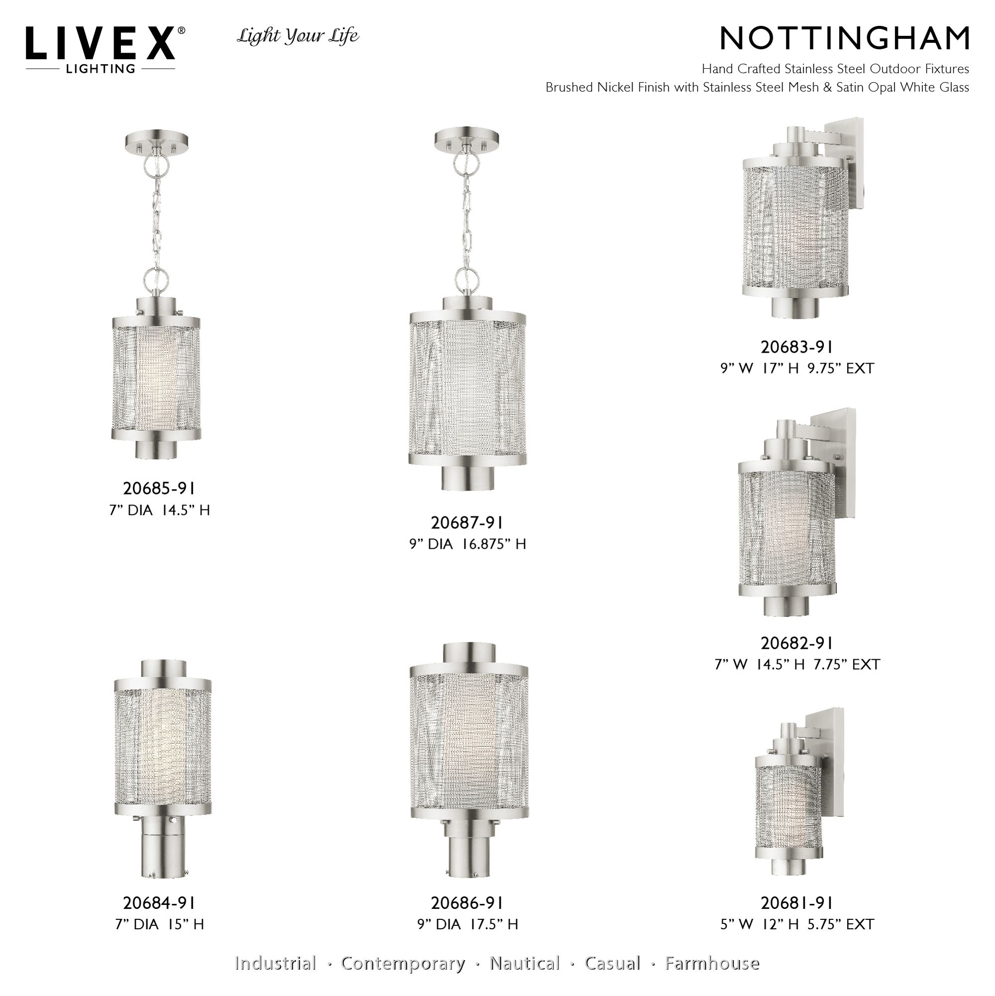 Nottingham 1 Light Brushed Nickel Pendant