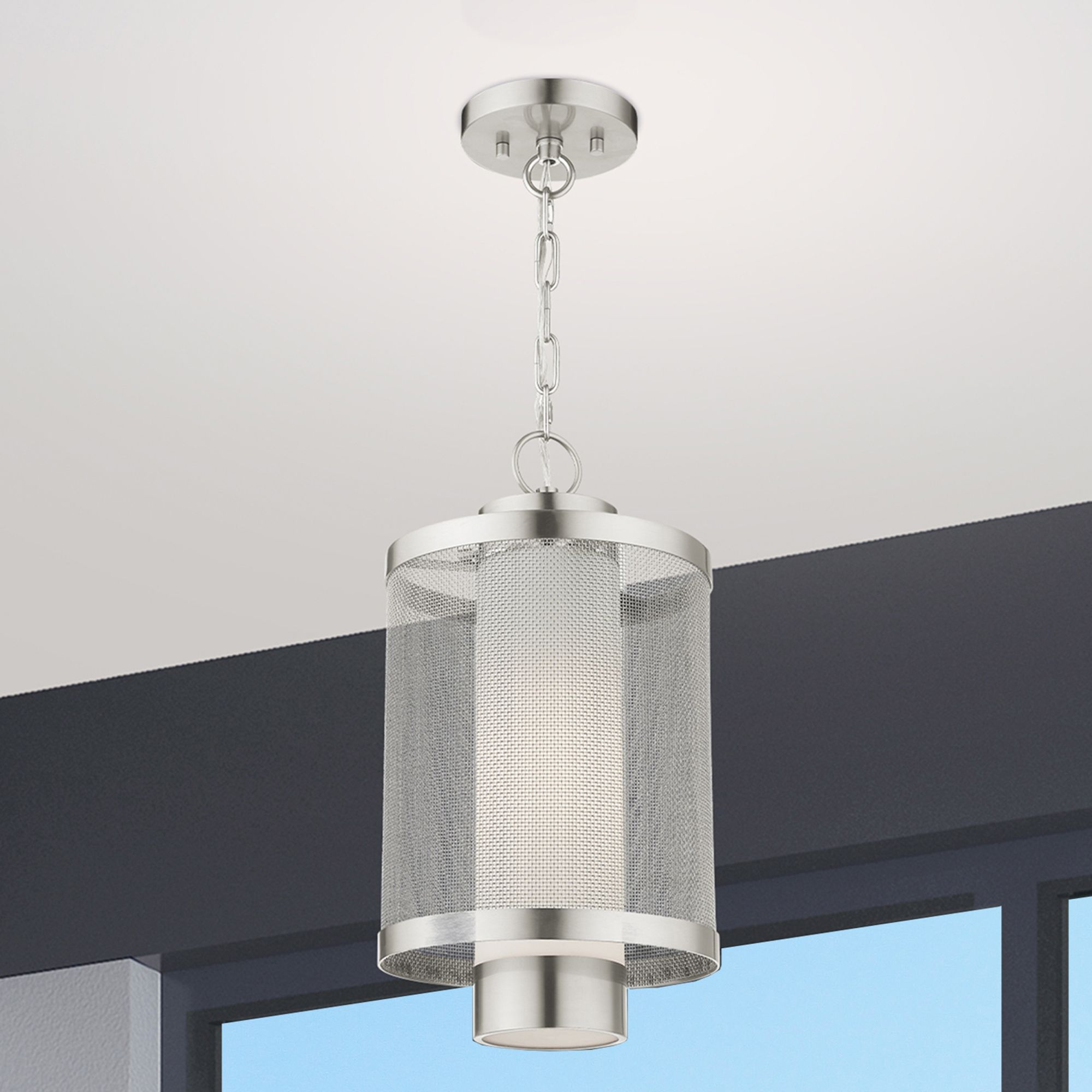 Nottingham 1 Light Brushed Nickel Pendant