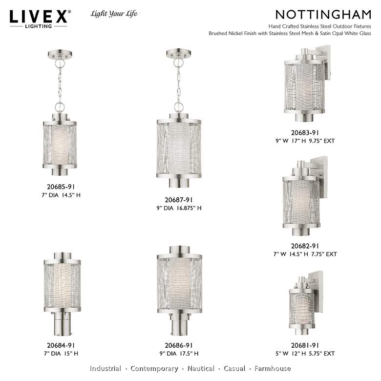 Image 3 Nottingham 1 Light Brushed Nickel Wall Lantern more views