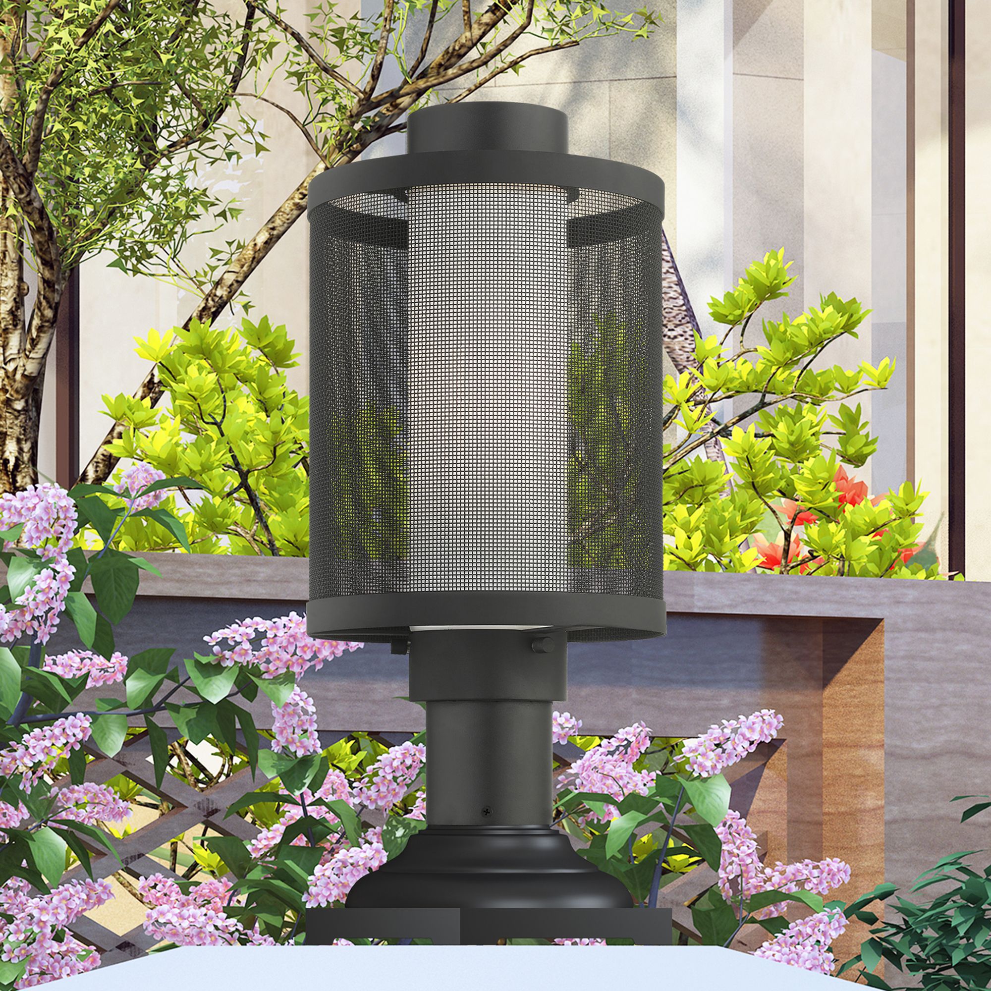 Nottingham 1 Light Texture Black Post Light