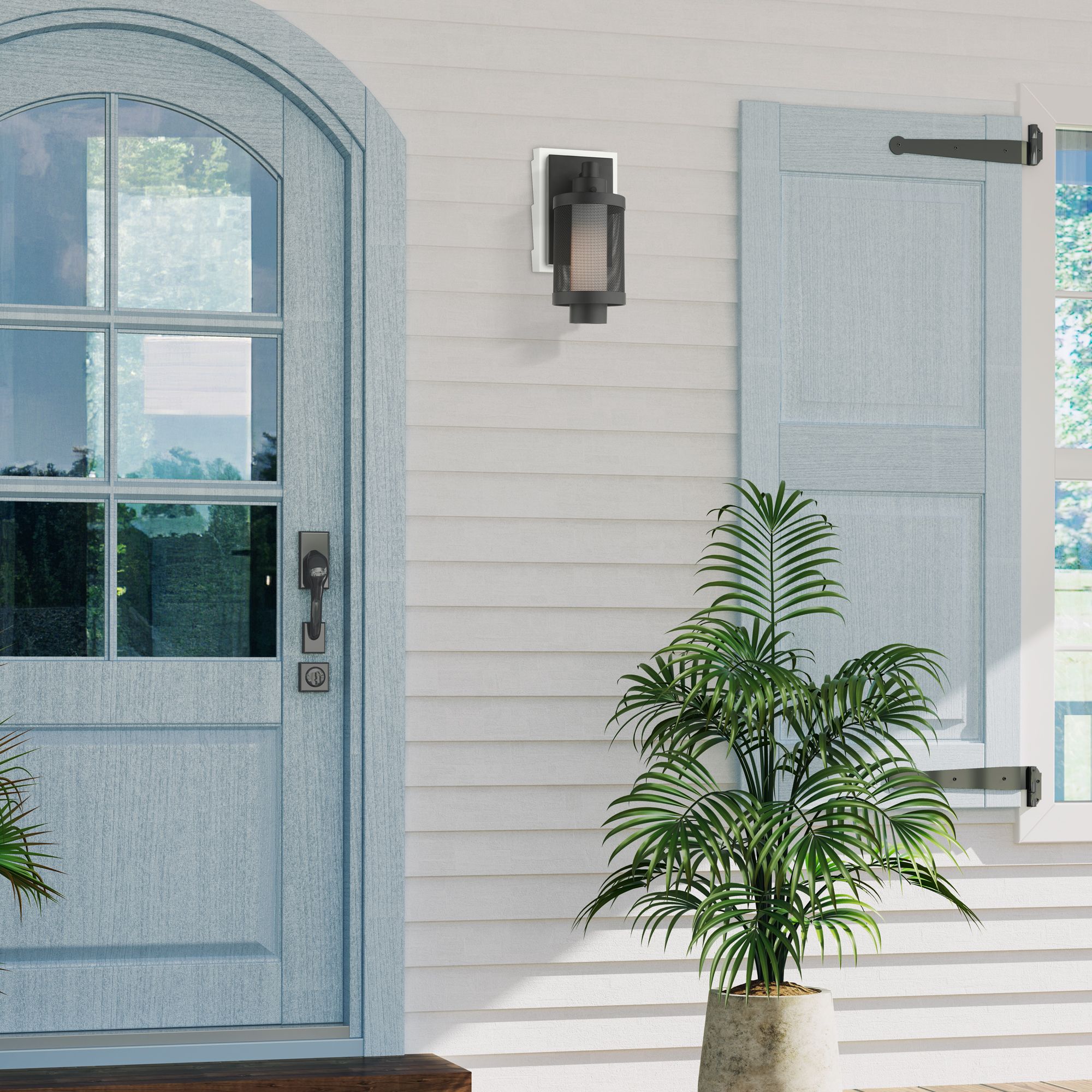 Nottingham 1 Light Textured Black Wall Lantern