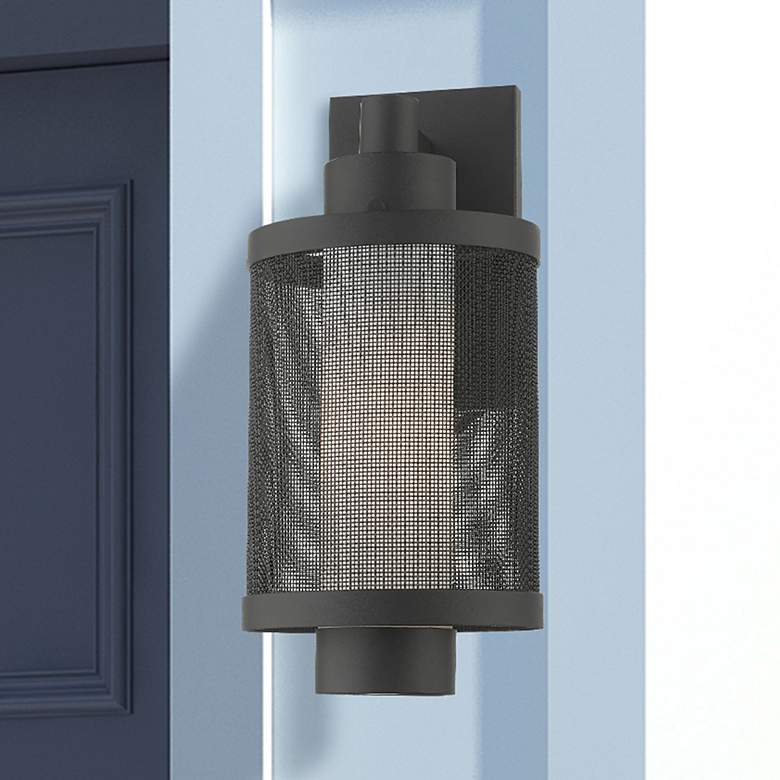 Image 1 Nottingham 1 Light Textured Black Wall Lantern