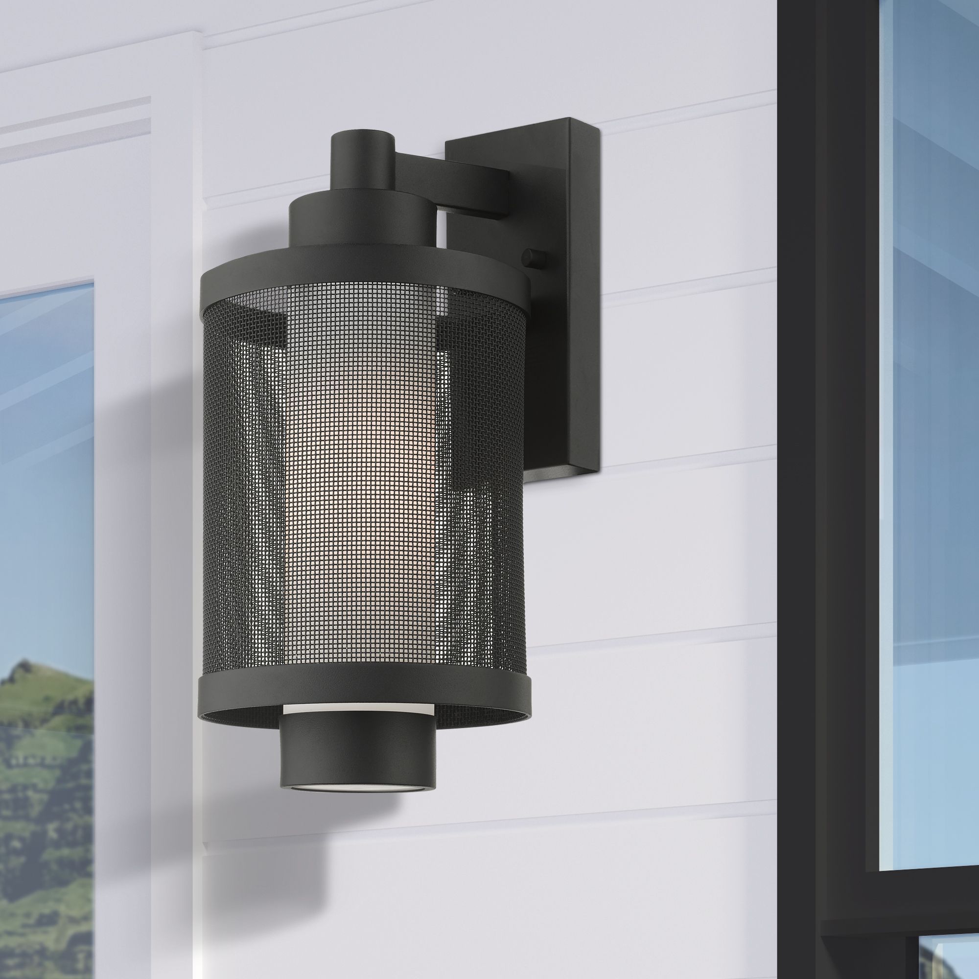 Nottingham 1 Light Textured Black Wall Lantern