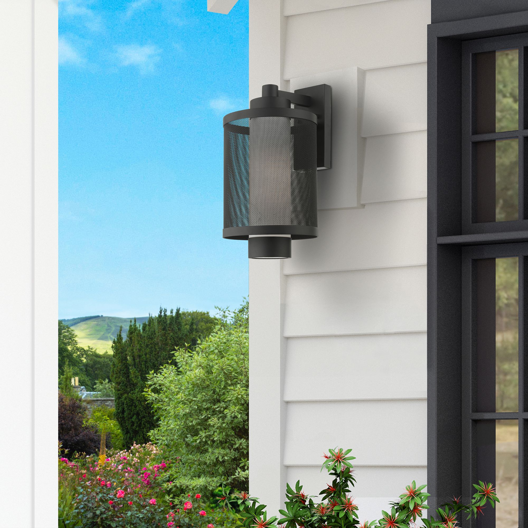 Nottingham 1 Light Textured Black Wall Lantern