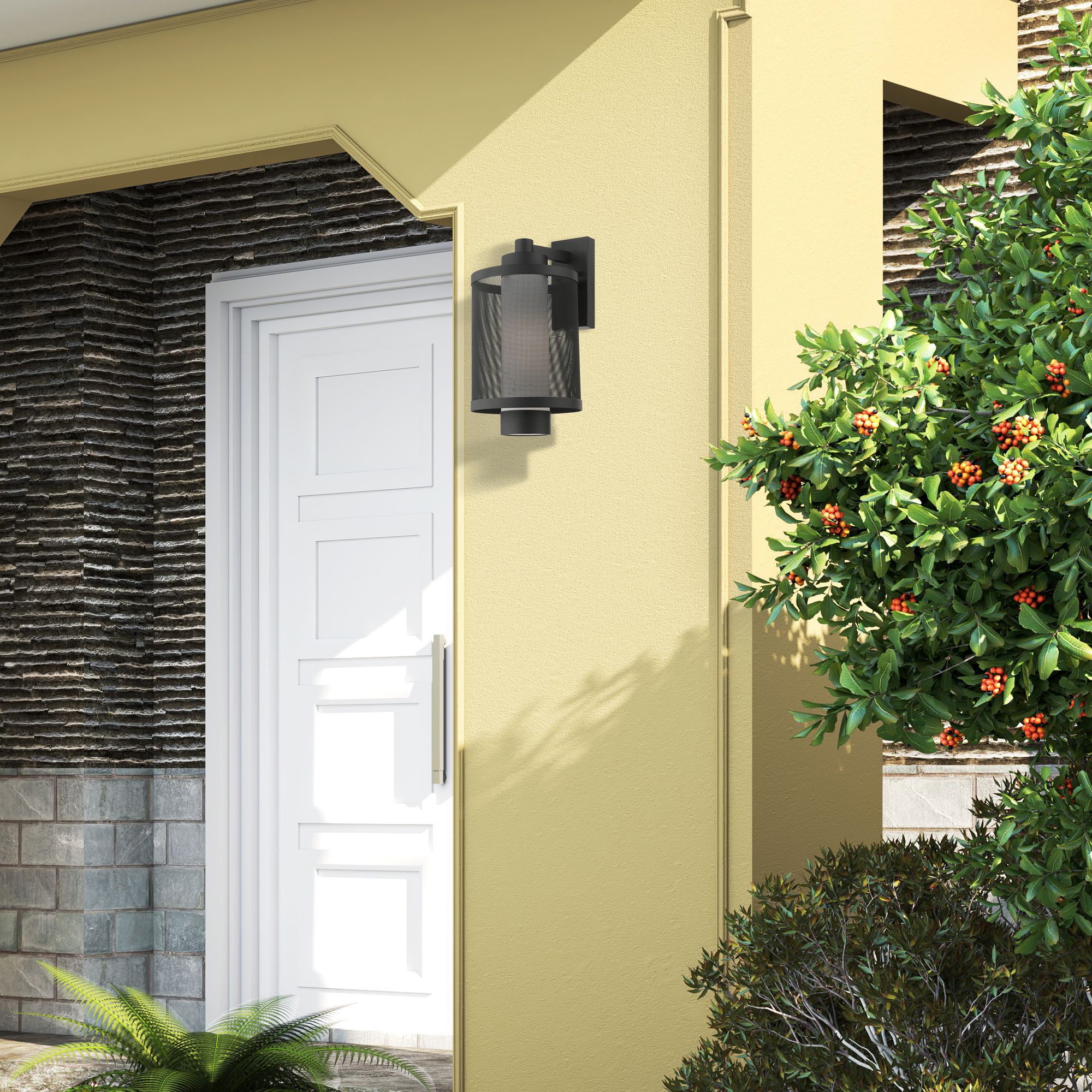 Nottingham 1 Light Textured Black Wall Lantern