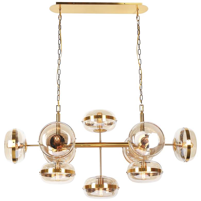 Image 2 Nottingham 54 1/4"W Ancient Brass 10-Light Island Chandelier