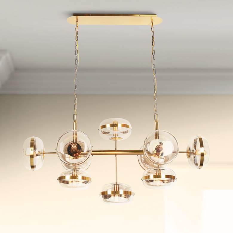 Image 1 Nottingham 54 1/4"W Ancient Brass 10-Light Island Chandelier