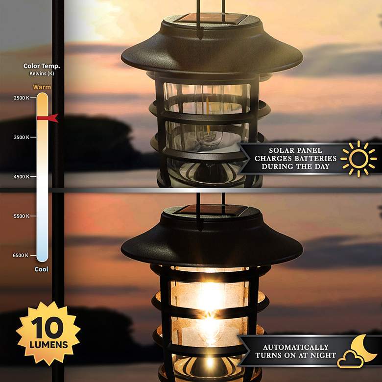 Image 5 Nottingham 6 3/4" High Black LED Solar LED Hanging Coach Light more views