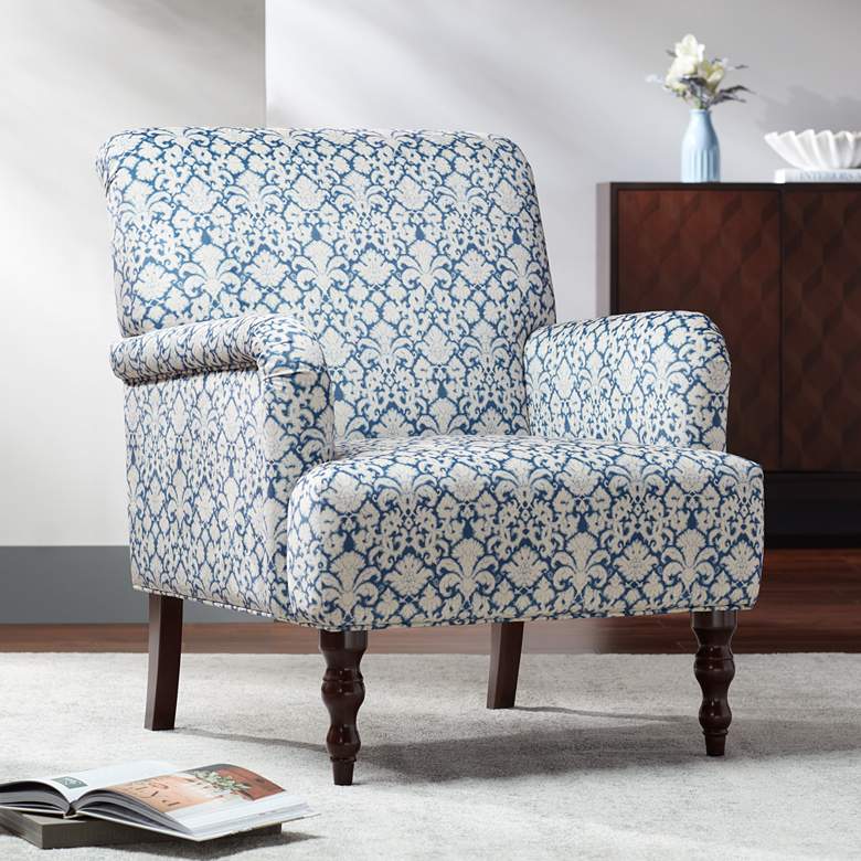 Image 1 Nottingham Blue and White Fabric Arm Chair