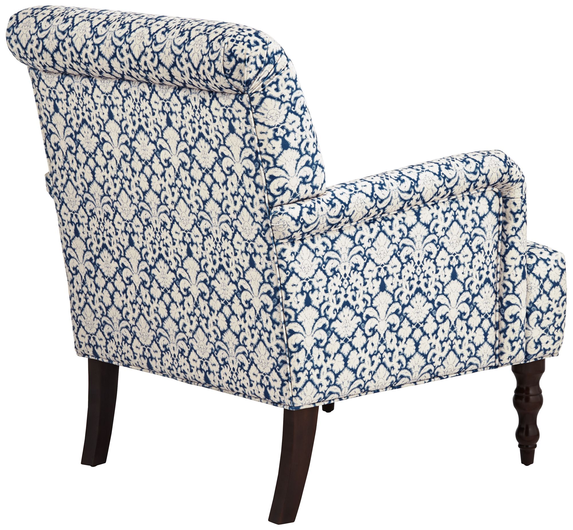 Nottingham Blue and White Fabric Arm Chair in scene