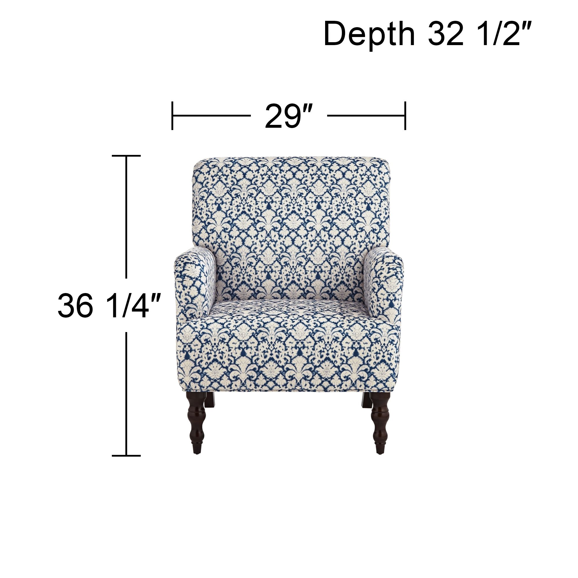 Nottingham Blue and White Fabric Arm Chair in scene