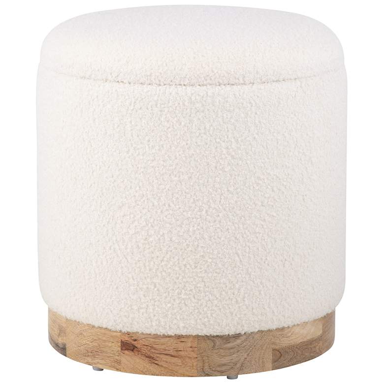 Image 1 Notus Ecru Boucle Storage Ottoman with Wood Base