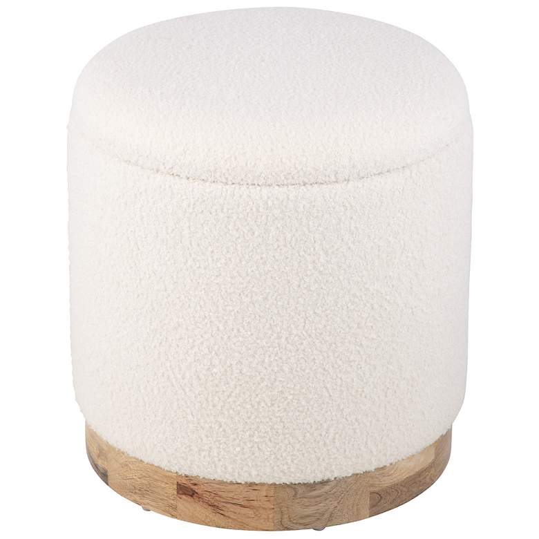 Image 2 Notus Ecru Boucle Storage Ottoman with Wood Base more views