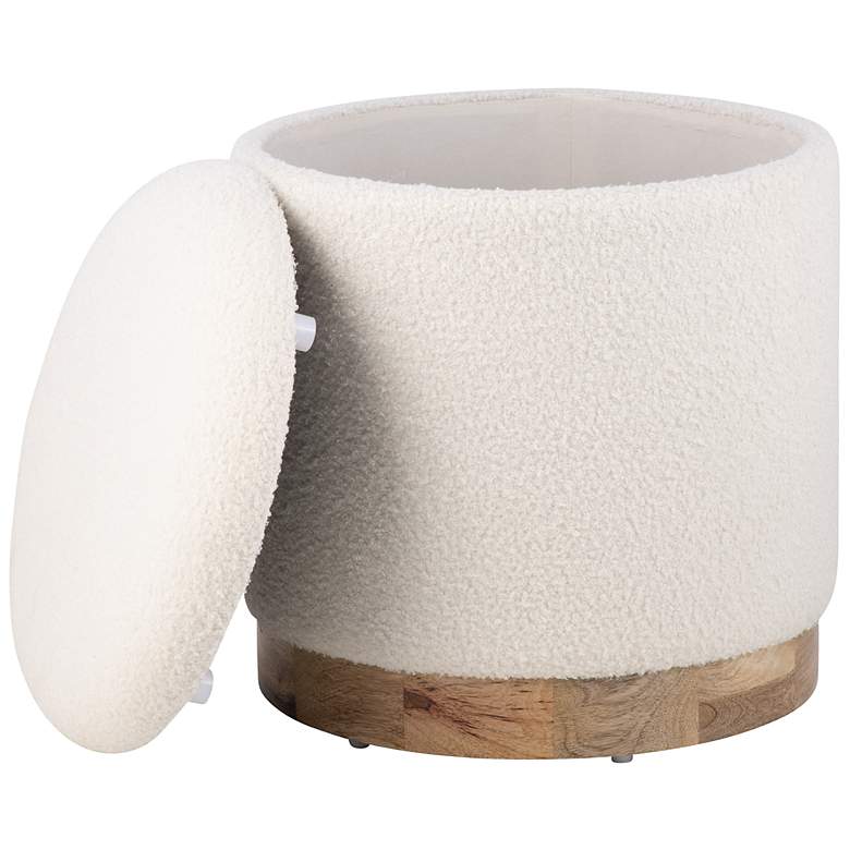 Image 5 Notus Ecru Boucle Storage Ottoman with Wood Base more views