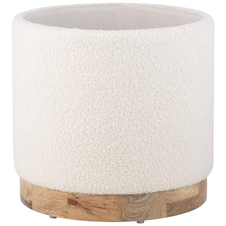 Image 6 Notus Ecru Boucle Storage Ottoman with Wood Base more views