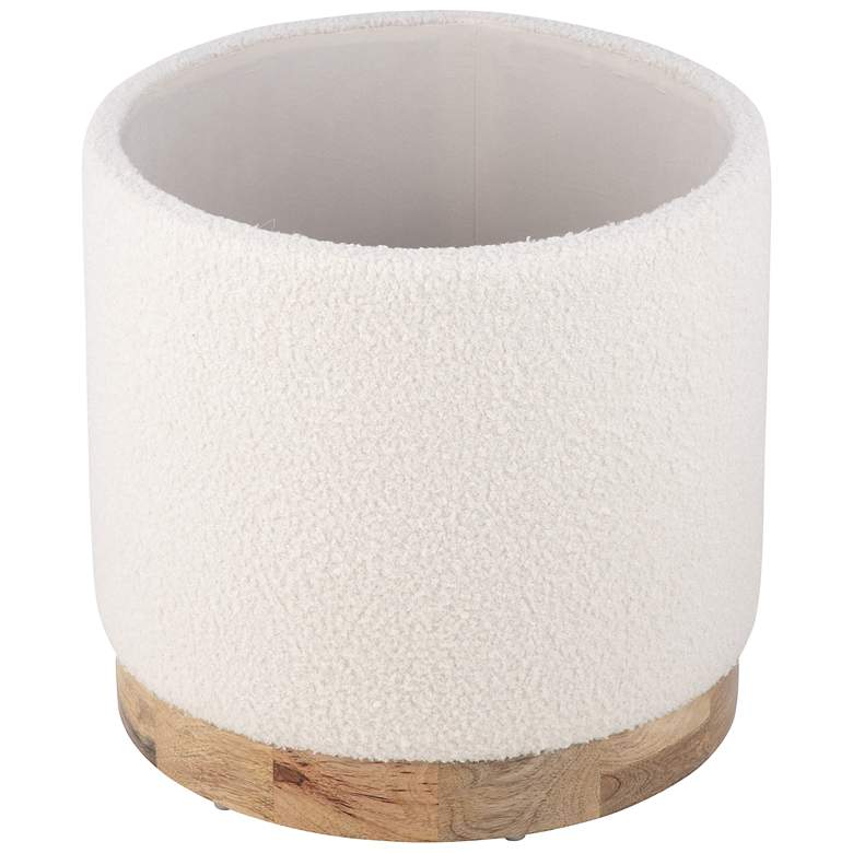 Image 7 Notus Ecru Boucle Storage Ottoman with Wood Base more views