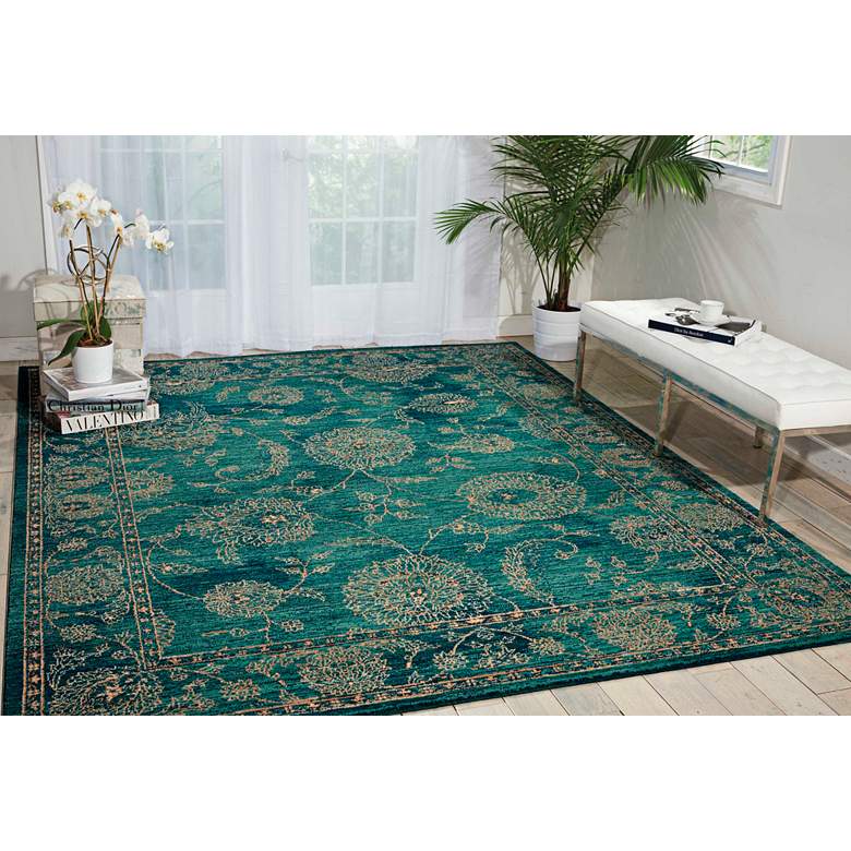 Image 1 Nourison 2020 NR202 5&#39;3 inchx7&#39;5 inch Teal Area Rug