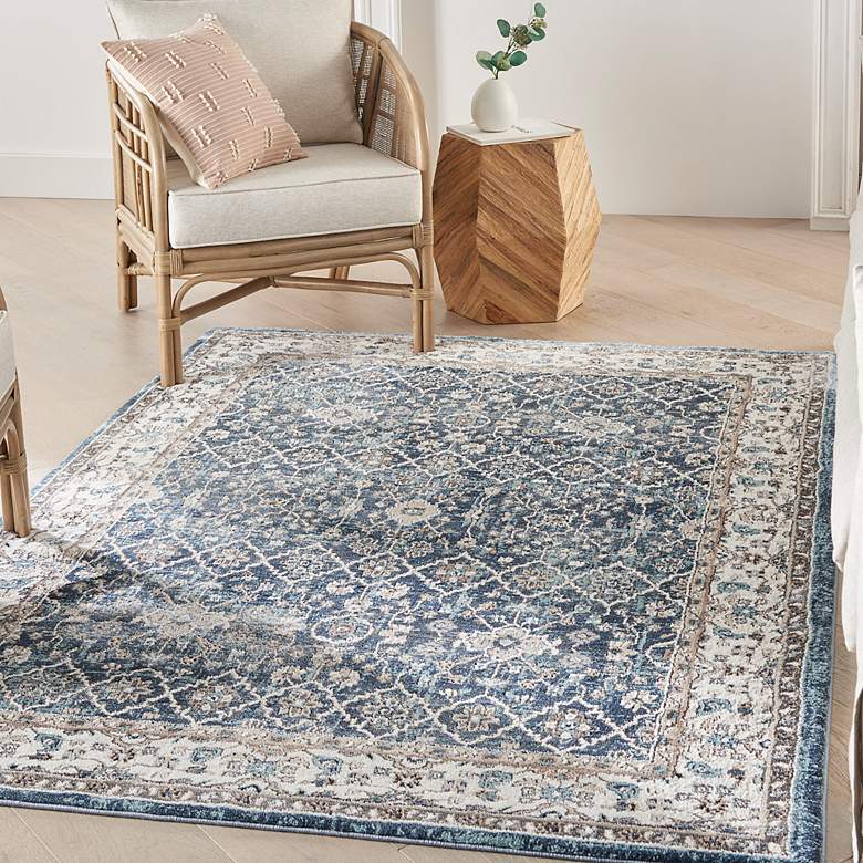 Nourison American Manor AMR01 Blue Ivory Area Rug - #628H2 | Lamps Plus