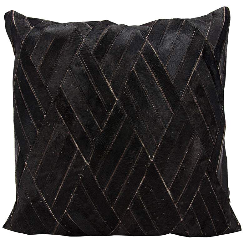 Image 1 Nourison Basket Weave Leather 20 inch Square Black Pillow
