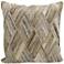 Nourison Basket Weave Leather 20" Square Gray Pillow